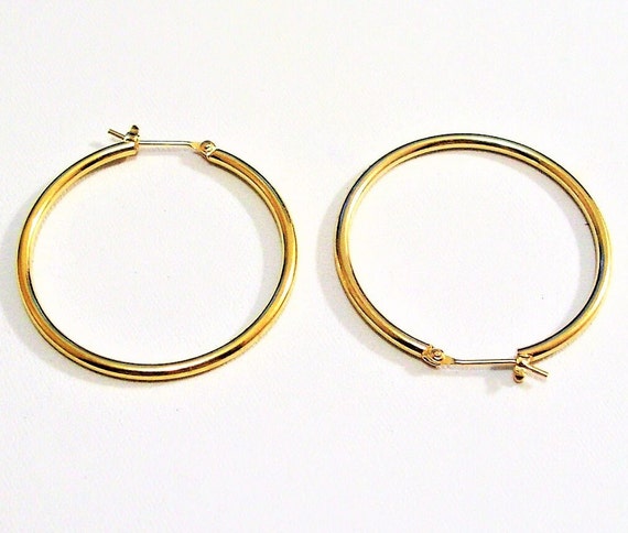 14kt Gold Plated Hoop Pierced Post Earrings Vinta… - image 4
