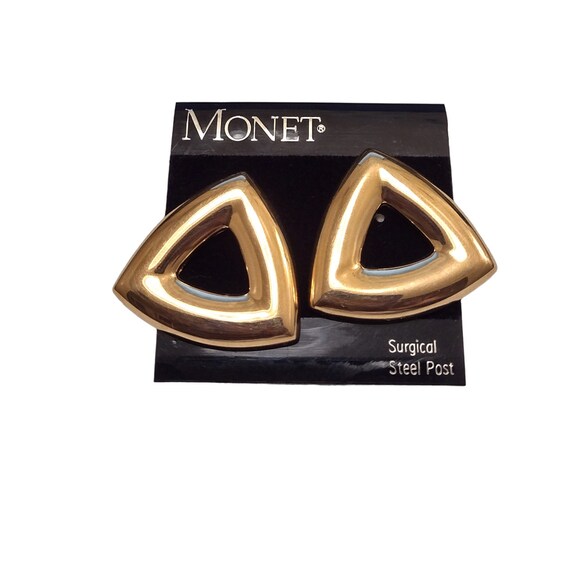 Monet Triangle Hoop Pierced Post Earrings Vintage… - image 10