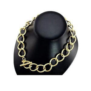 Monet Toggle Bar Necklace Choker Gold or Silver Plated Vintage Extra Large Open Curb Links Wide Metal Rings Adjustable Size Hangtag