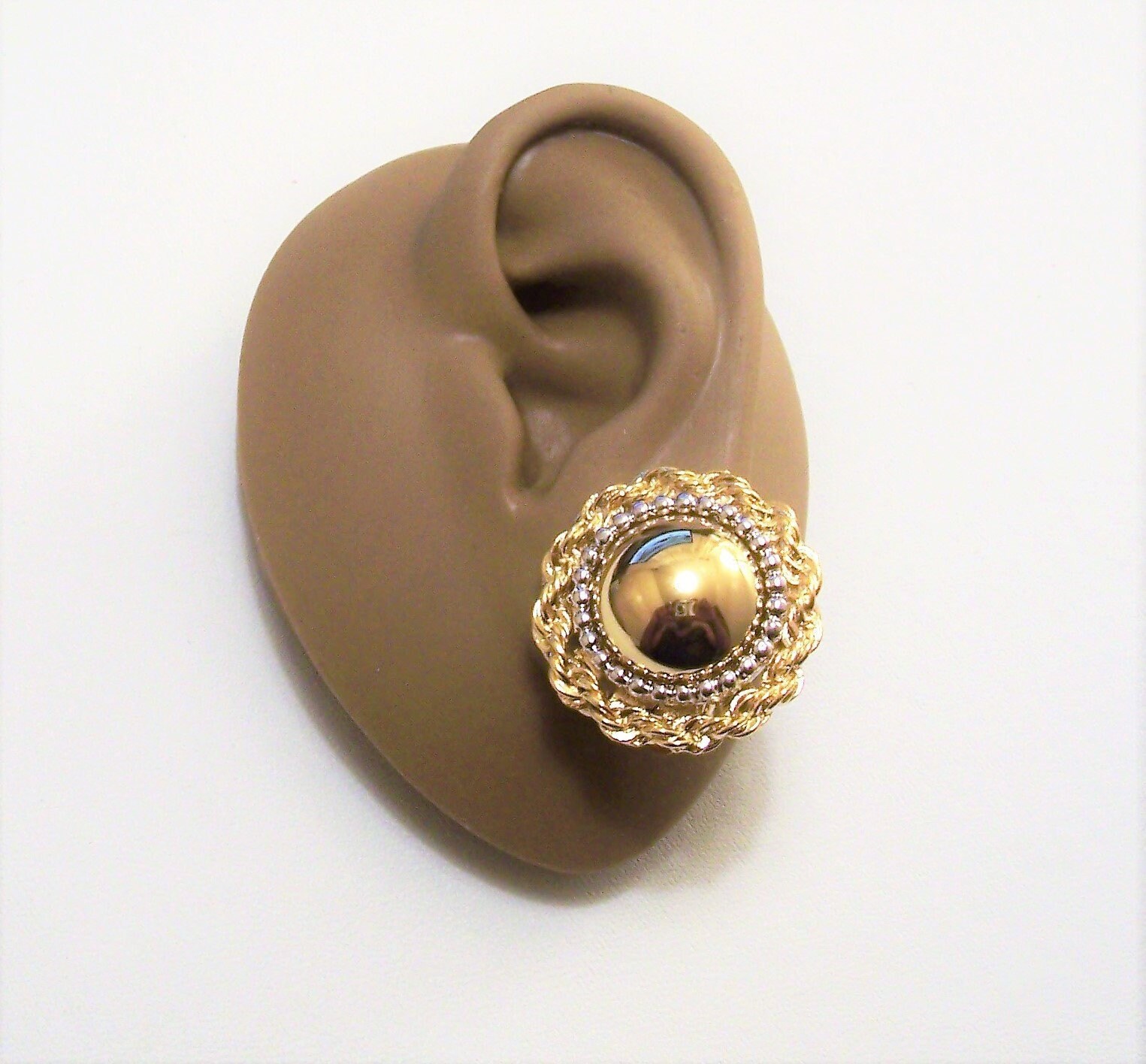 Vintage clip on earrings large textured gold tone clip earrings
