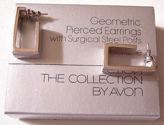 Avon Square Hoops Pierced Post Stud Earrings Silv… - image 6
