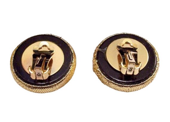 Big Glitter Buttons Clip On Earrings Gold Tone Vintage Fabric Cover Domed Round Large Shiny Reflective Ball Discs View 4