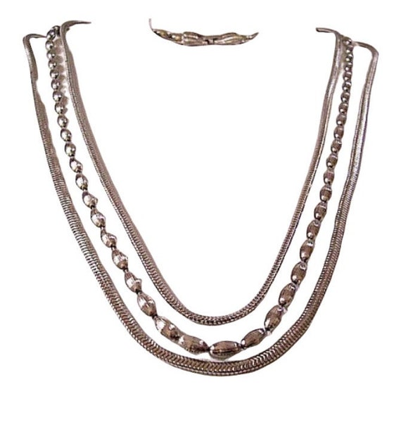 Monet Omega Weaved Triple Strand Necklace Choker … - image 10