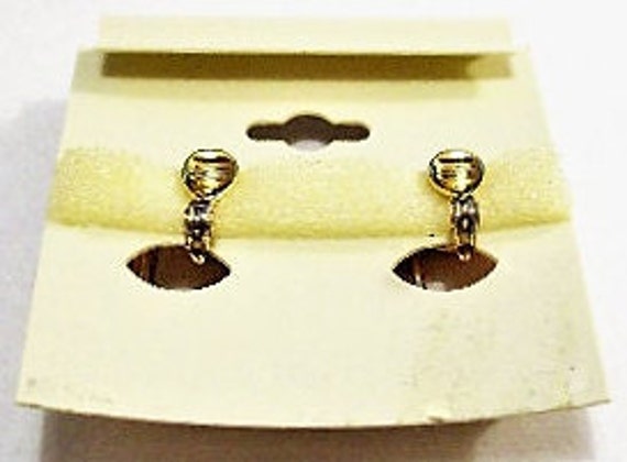 Monet Drop Hoop Door Knocker Clip On Earrings Gol… - image 2
