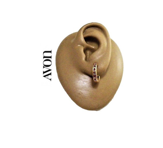 Avon Red Round Stone Hoops Pierced Stud Earrings … - image 8