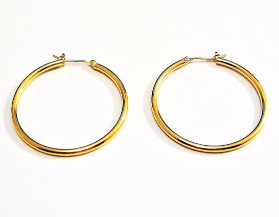 14kt Gold Plated Hoop Pierced Post Earrings Vinta… - image 2