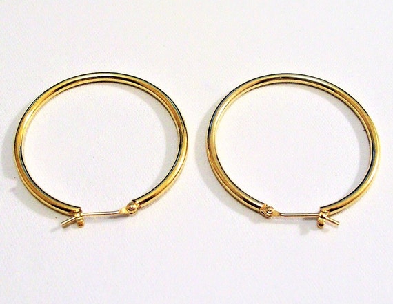 14kt Gold Plated Hoop Pierced Post Earrings Vinta… - image 6
