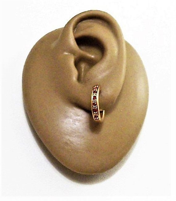 Avon Red Round Stone Hoops Pierced Stud Earrings … - image 2