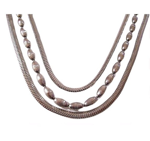 Monet Omega Weaved Triple Strand Necklace Choker … - image 6