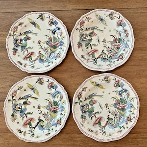 Antique Set of 4 French Cornucopia Plates by Faiencerie De Gien