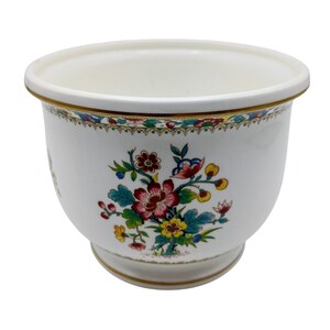 Vintage Coalport Ming Rose Cachepot English Bone China Floral Jardiniere Planter Cache Pot