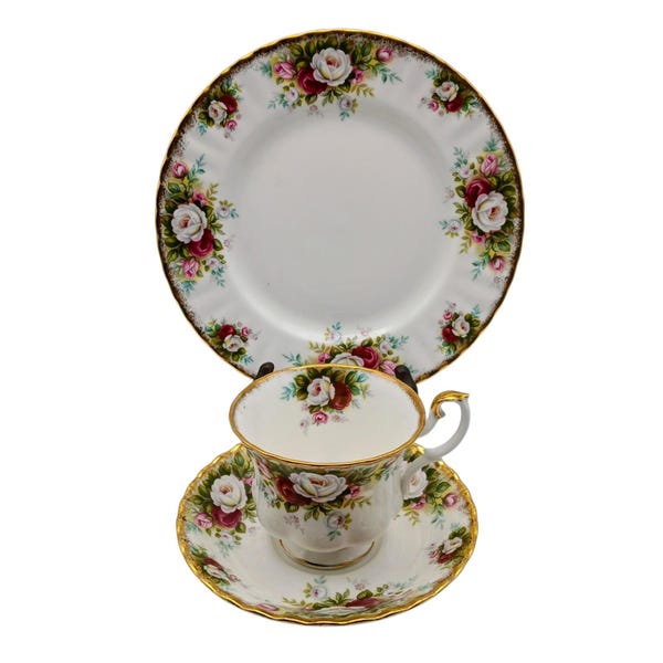 Royal Albert Celebration Bone China Tea Trio, English Floral Rose China