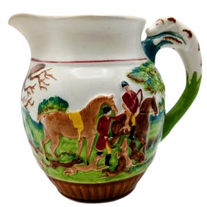 Vintage Wedgwood John Peel Hunt Scene Creamer, English Ceramic Milk Jug, Fox Handle