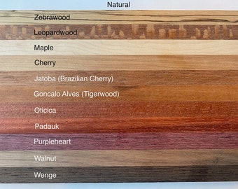 1/2" x 3/4-1" Wood Accent Strips - Cutting Board Kit - Leopardwood Zebrawood Jatoba Tigerwood Oticica Padauk Walnut Wenge Purpleheart Maple