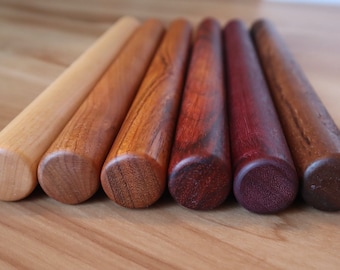 1" x 12" Straight Wood Rolling Pin - Maple, Cherry, Jatoba, Padauk, Purpleheart, Walnut