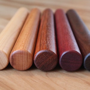 1" x 9" Straight Wood Rolling Pin - Maple, Cherry, Jatoba, Padauk, Purpleheart, Walnut