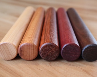 1" x 9" Straight Wood Rolling Pin - Maple, Cherry, Jatoba, Padauk, Purpleheart, Walnut