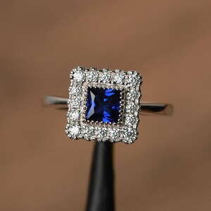 Halo Ringe Saphir Ringe Versprechen Ringe Prinzessinschliff Ringe Saphir Ringe September Geburtsstein Ringe
