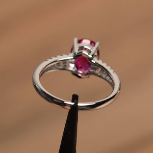 ruby wedding ring ruby ring July birthstone oval cut red gemstone sterling silver solitaire ring image 3