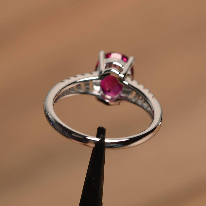 ruby wedding ring ruby ring July birthstone oval cut red gemstone sterling silver solitaire ring image 3
