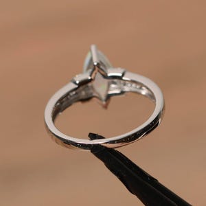 opal engagement ring natural white opal ring October birthstone marquise cut gemstone sterling silver ring image 3