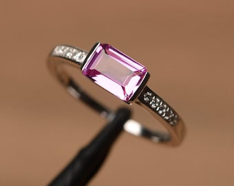 rosa safirring smaragdslipad ädelsten silverring vigselring kvinnor