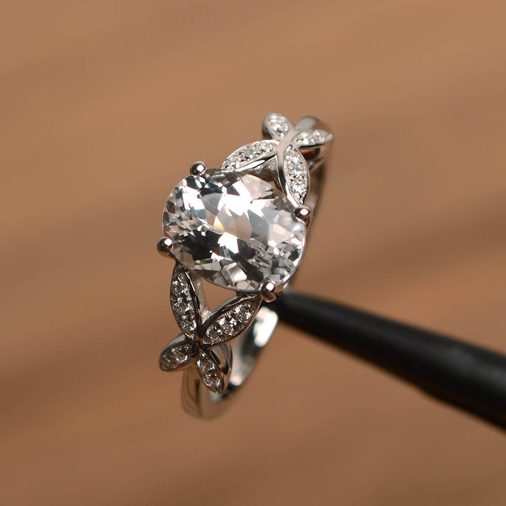 Natural white topaz ring cocktail party ring oval cut gemstone | Etsy