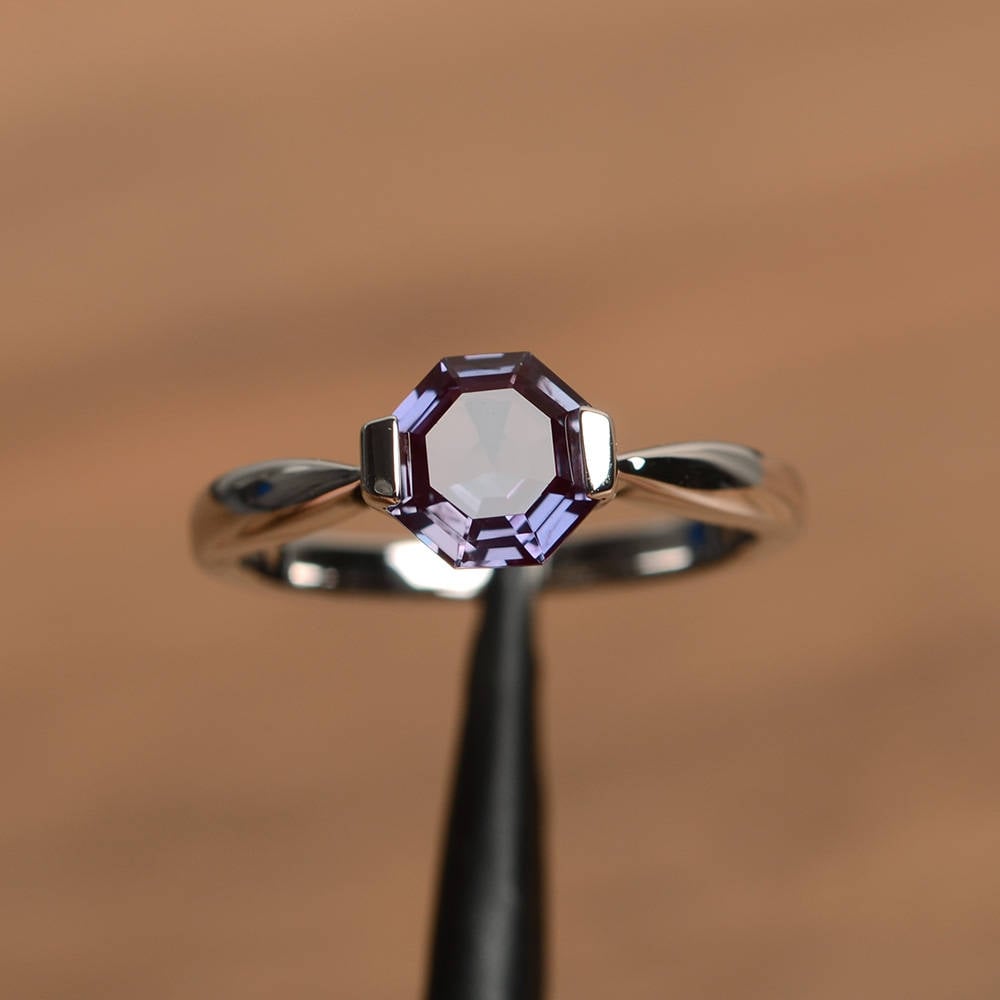 Alexandrit Ring Verlobungsring Achteck Geschnitten Edelstein Etsy
