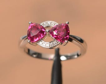 lab ruby ring wedding anniversary ring trillion cut sterling silver ring red gemstone ring July birthstone ring