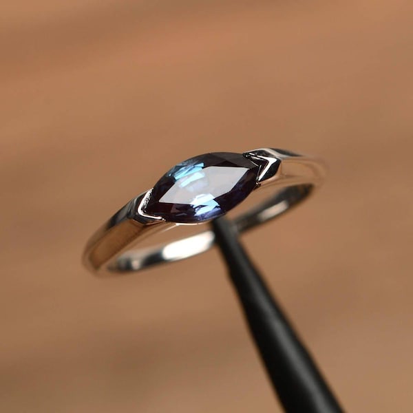 alexandriet verlovingsring oost-west marquise geslepen solitaire ring sterlingzilver juni geboortesteen