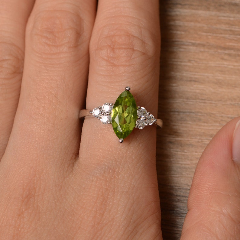 Natural Peridot Ring Peridot Promise Ring August Birthstone Etsy