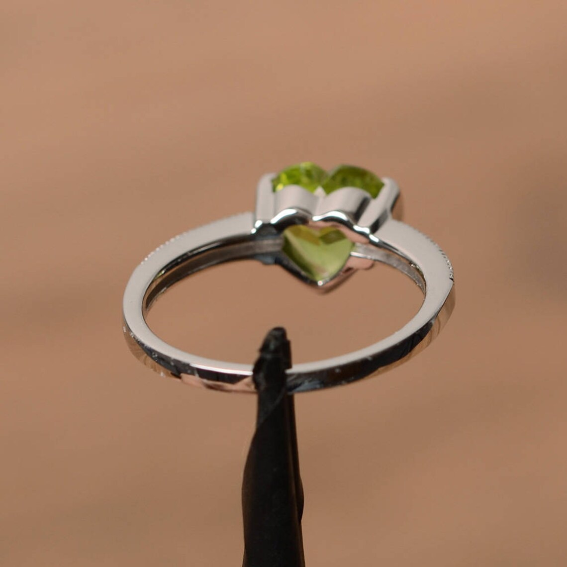 Natural Peridot Ring Peridot Promise Ring May Birthstone Heart Etsy