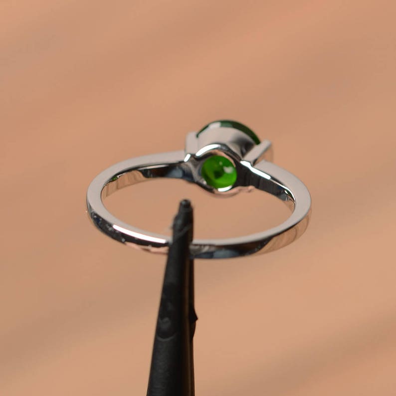 Promise Ring Natural Chrome Diopside Ring Green Gemstone Etsy