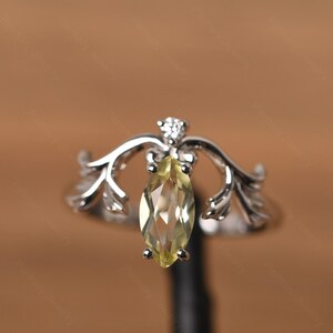 retro lemon quartz ring sterling silver marquise cut vine engagement ring for women