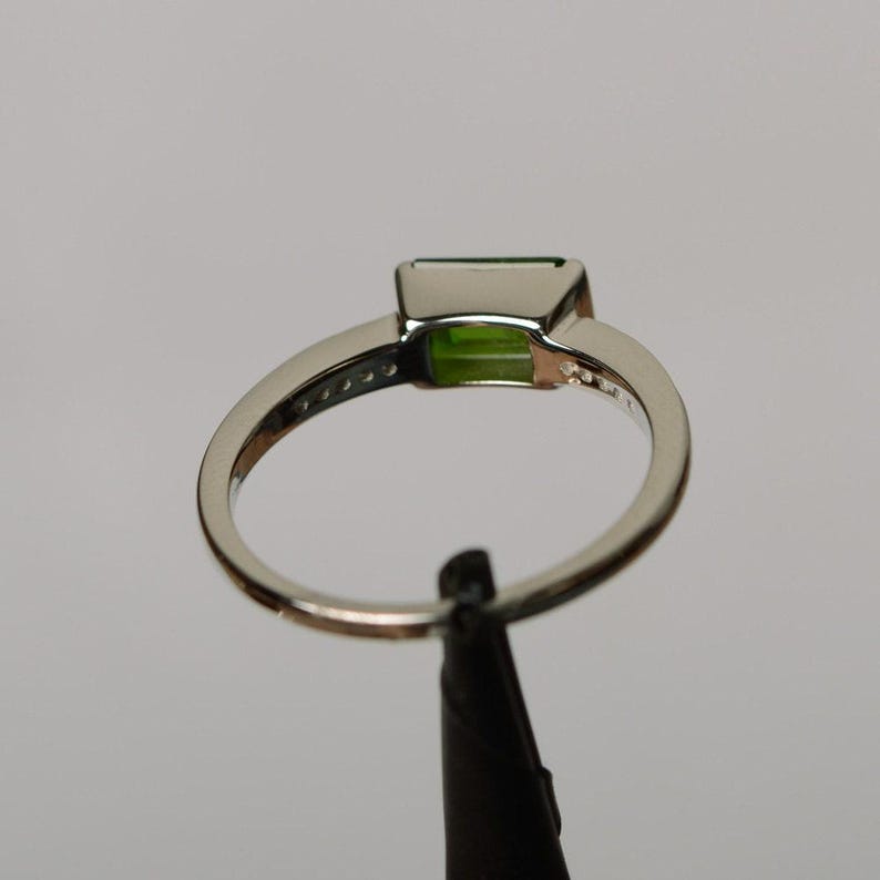 natürlicher Diopsid Ring Smaragdschliff Ring Grüner Edelstein Sterling Silber Ring Verlobungsring Chromdiopsid Verlobungsring für sie Bild 2