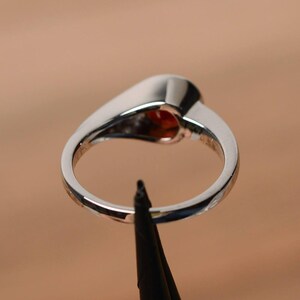 red garnet ring round cut engagement rings for her gemstone ring January birthstone ring silver image 3
