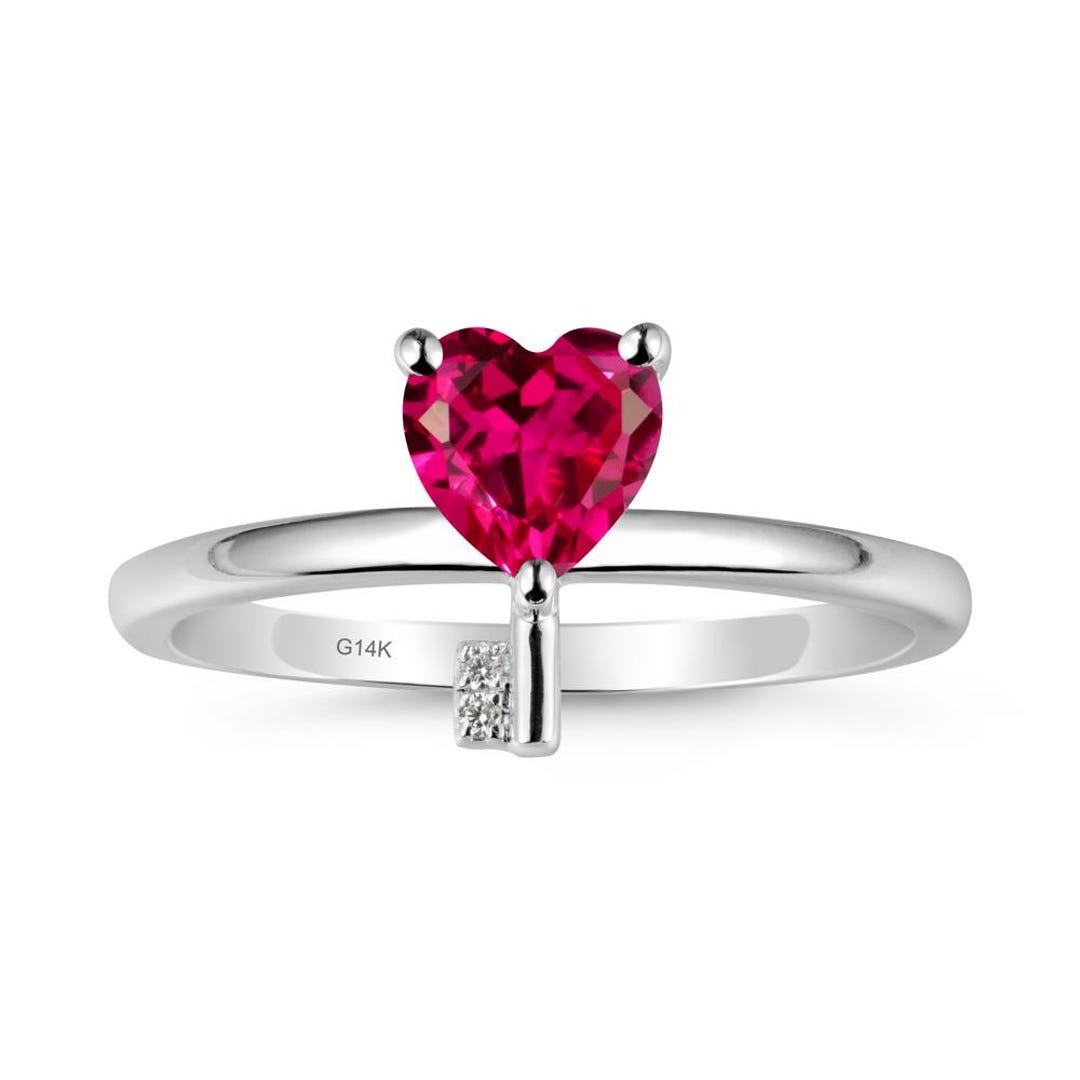 Heart Shaped Lab Ruby Engagement Ring Sterling Silver Key Inspired July ...