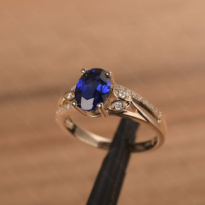 Sapphire Twig Engagement Ring Oval Cut September Birthstone - Etsy