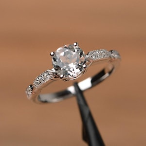 white topaz ring anniversary ring sterling silver engagement wedding ring