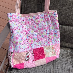 Handmade Quilted Tote Bag-breast Cancer Awareness Theme - Etsy