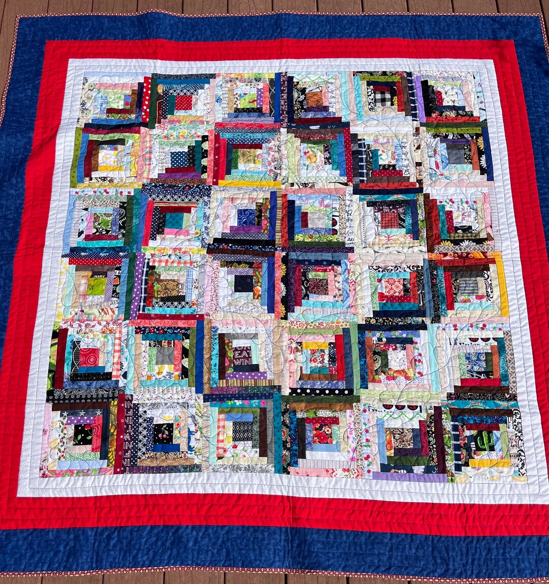 Handmade Lap Quilt Scrappy Log Cabin - Etsy