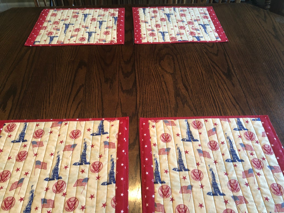 Set of 4 Handmade Quilted Placemats Patriotic Etsy