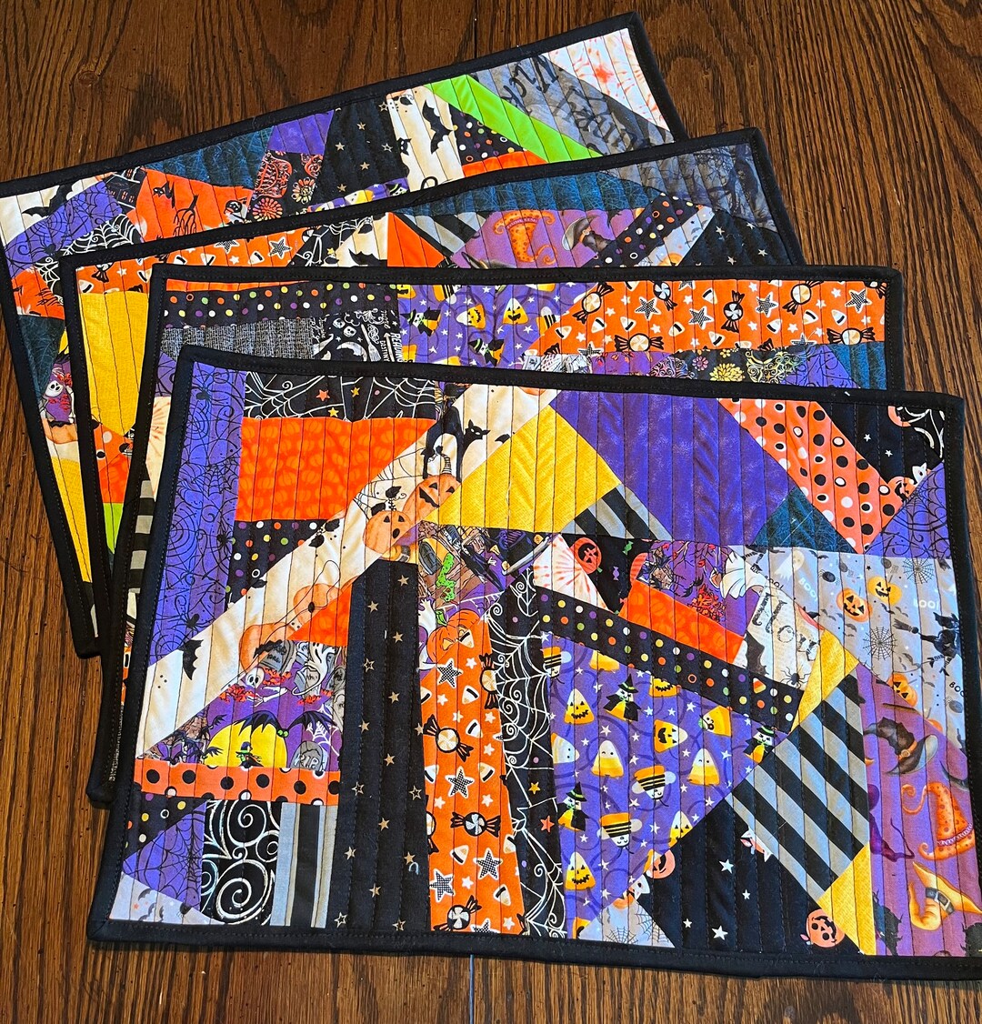 Set of 4 Handmade Quilted Placemats Halloween Etsy