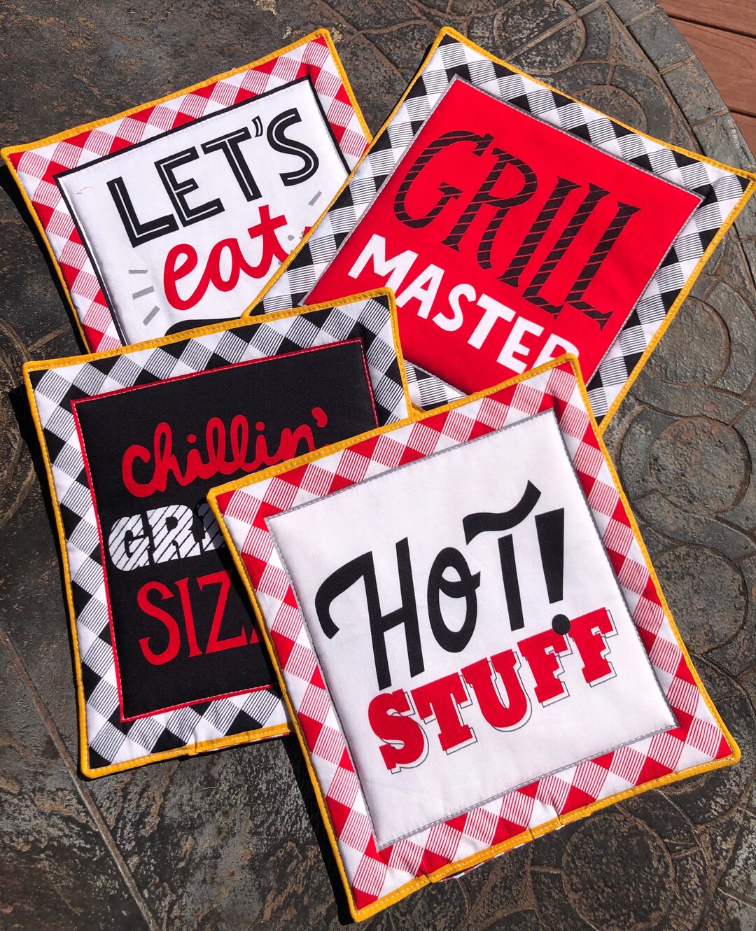 Set of 4 Hotpads Grilling Theme Etsy
