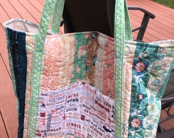 quilted tote bolsa with zipper