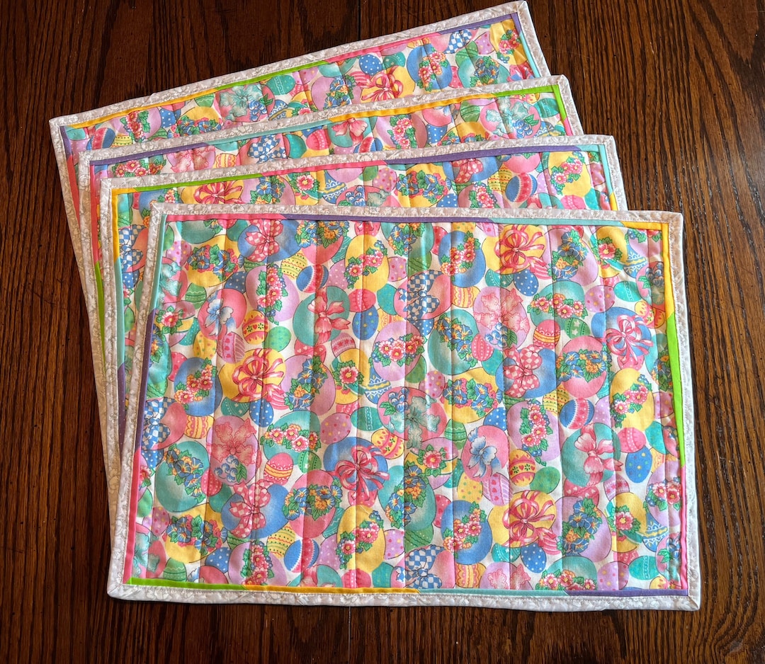 Set of 4 Handmade Quilted Placemats Easter Eggs Etsy