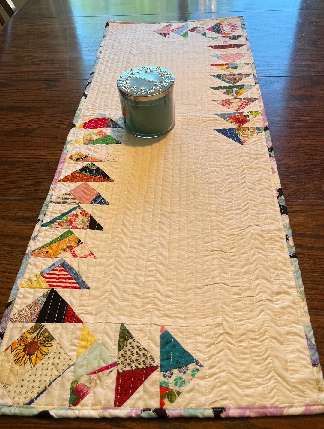 Handmade Quilted Table Runner - Scrappy Flying Geese - Etsy