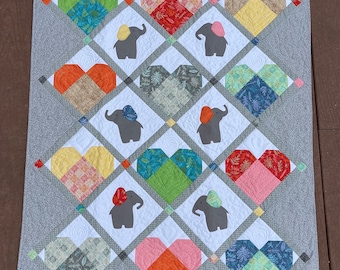 Handmade baby quilt - elephants