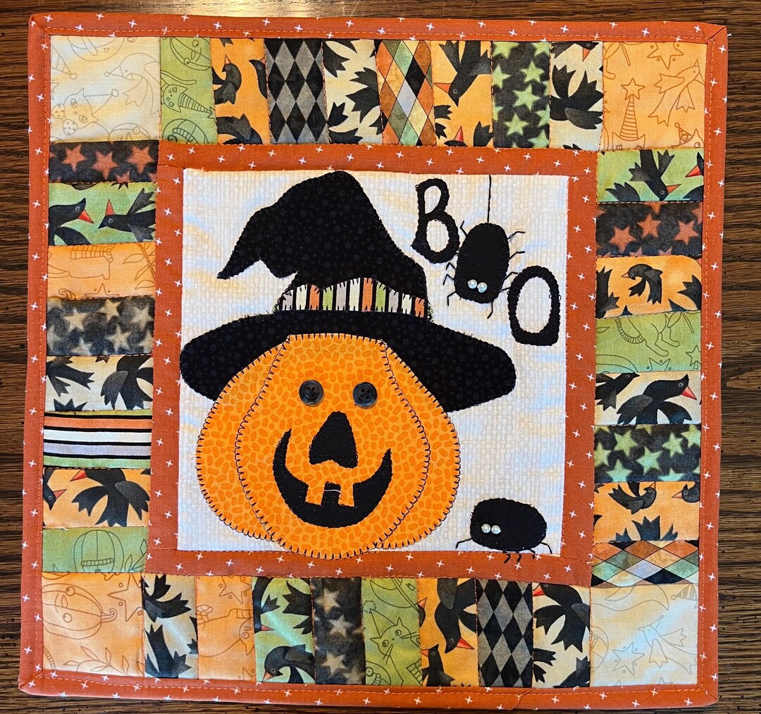 Small Quilted Wall Hanging - Halloween Pumpkin - Etsy