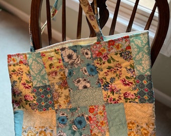 Extra large handmade quilted tote bag